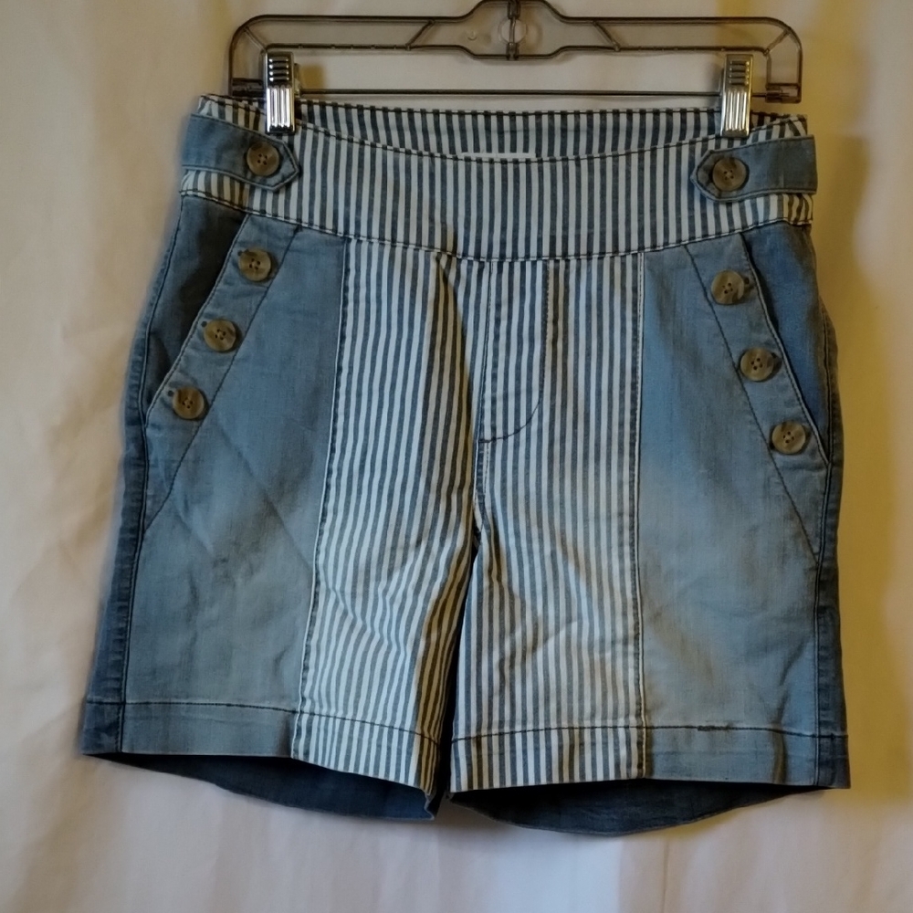 Westbound Blue Striped Jean Shorts